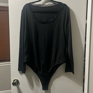 NWOT Shein Black Longsleeve Bodysuit with Lace hem